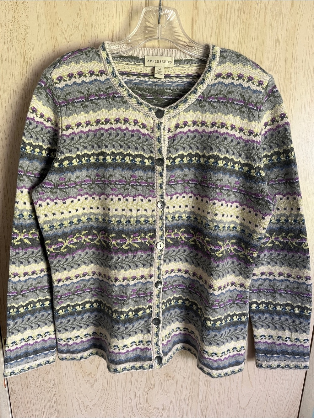 Vintage APPLESEEDS Faire Isle Cardigan Sz Medium